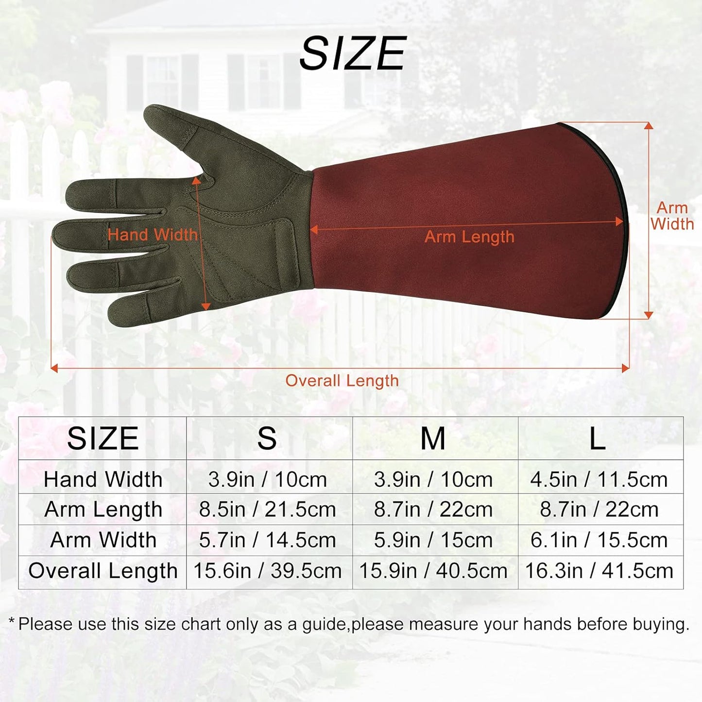 Long Gardening Gloves, Rose Pruning Thorn Proof Gardening Gloves for Bushes Cacti Gardener Gift