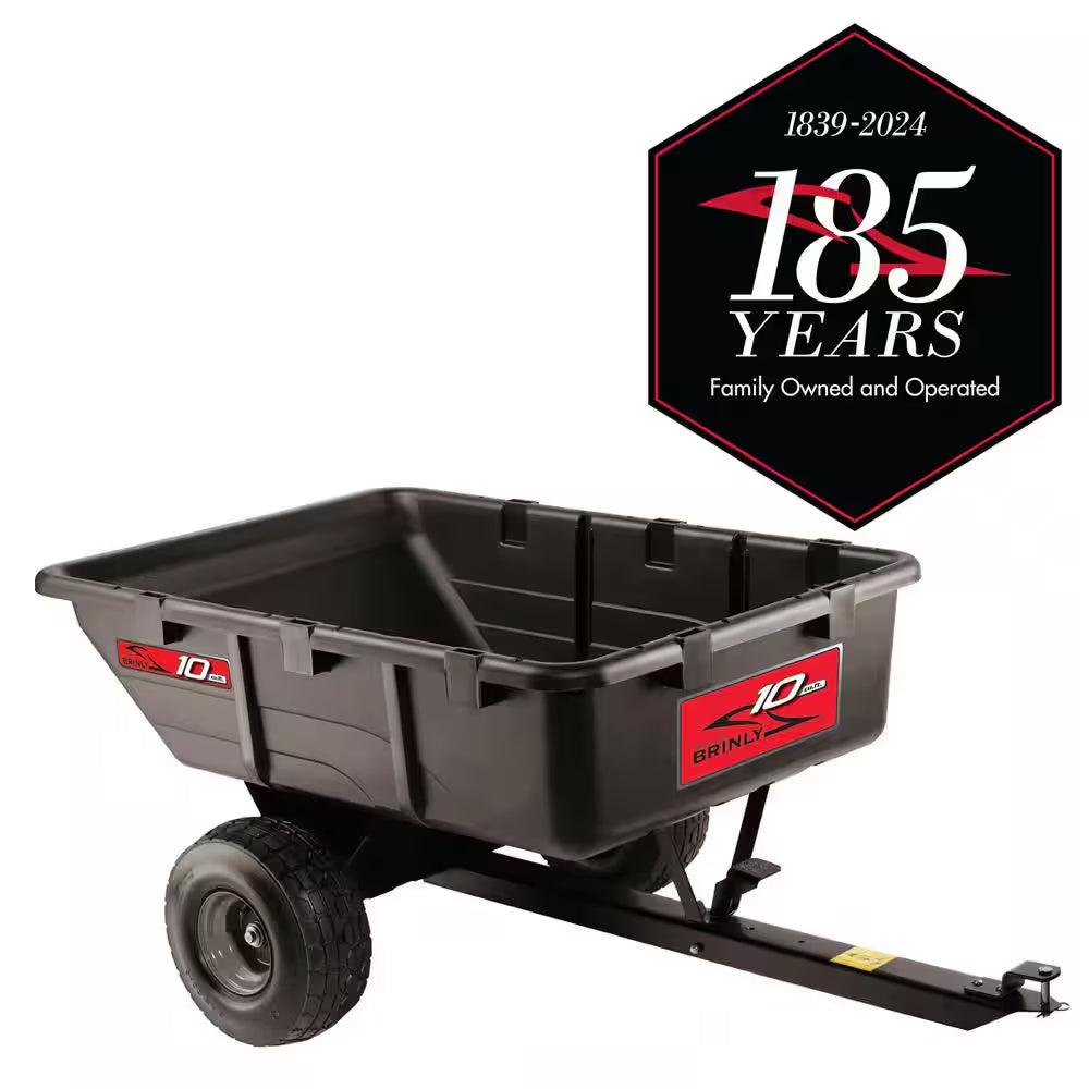 650 Lb. 10 Cu. Ft. Tow-Behind Lawn Mower Trailer Dump Cart with Compression-Molded Bed for Lawn Tractors and ZTR Mowers