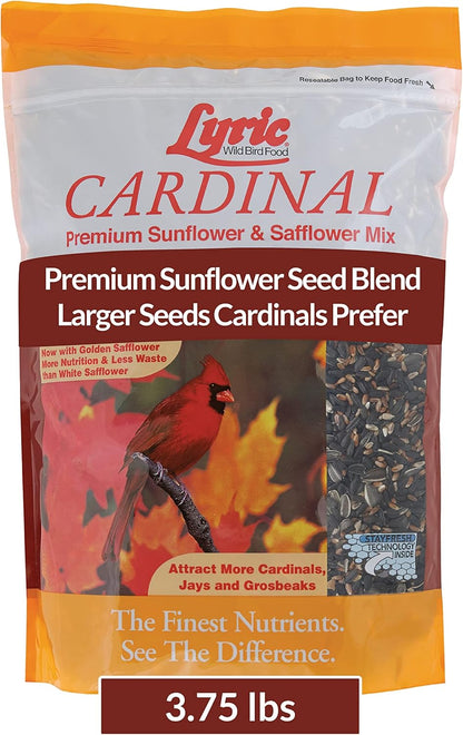 Cardinal Wild Bird Seed - Sunflower & Safflower Premium Bird Food Mix for Cardinals, Grosbeaks & Blue Jays - 3.75 Lb Bag