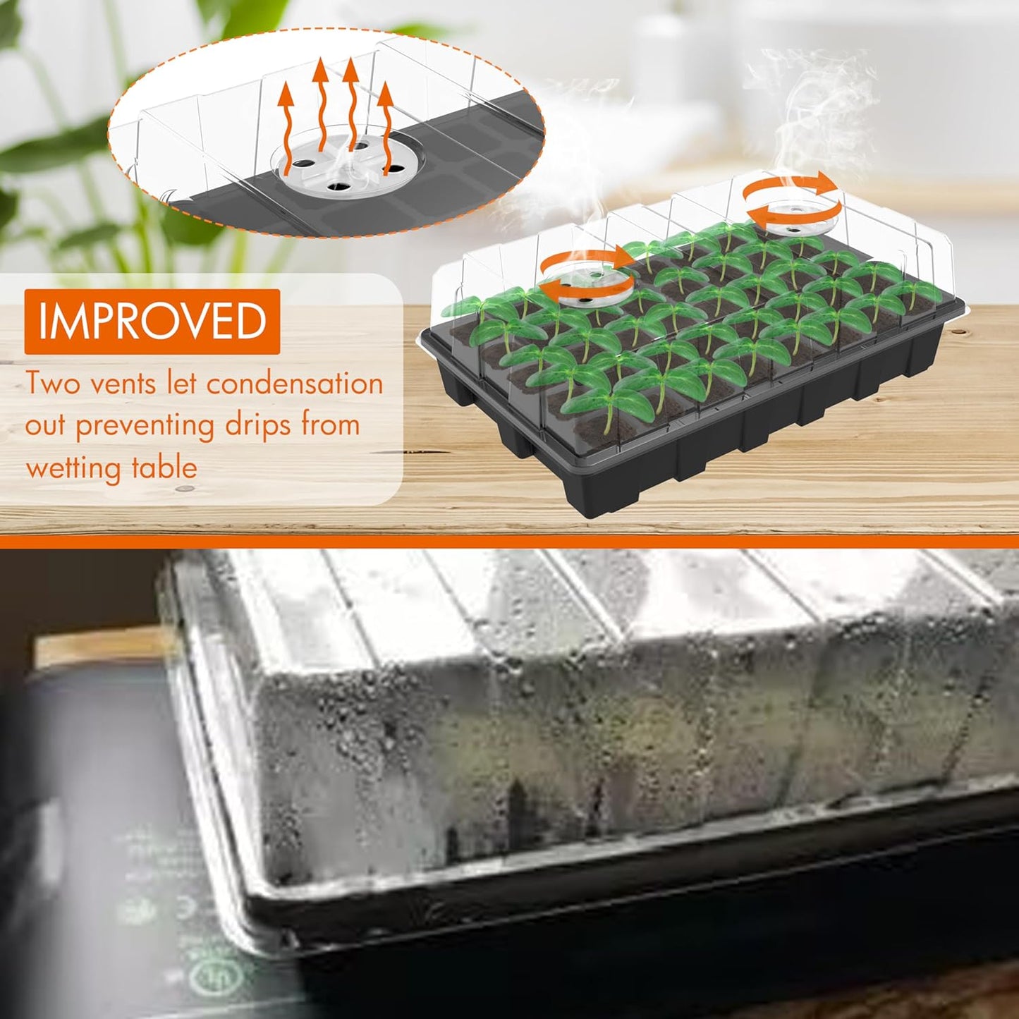 5-Set Seed Starter Tray Kits, Plant Germination Trays, Seed Starting Trays with Dome and Base (40-Cell per Tray)