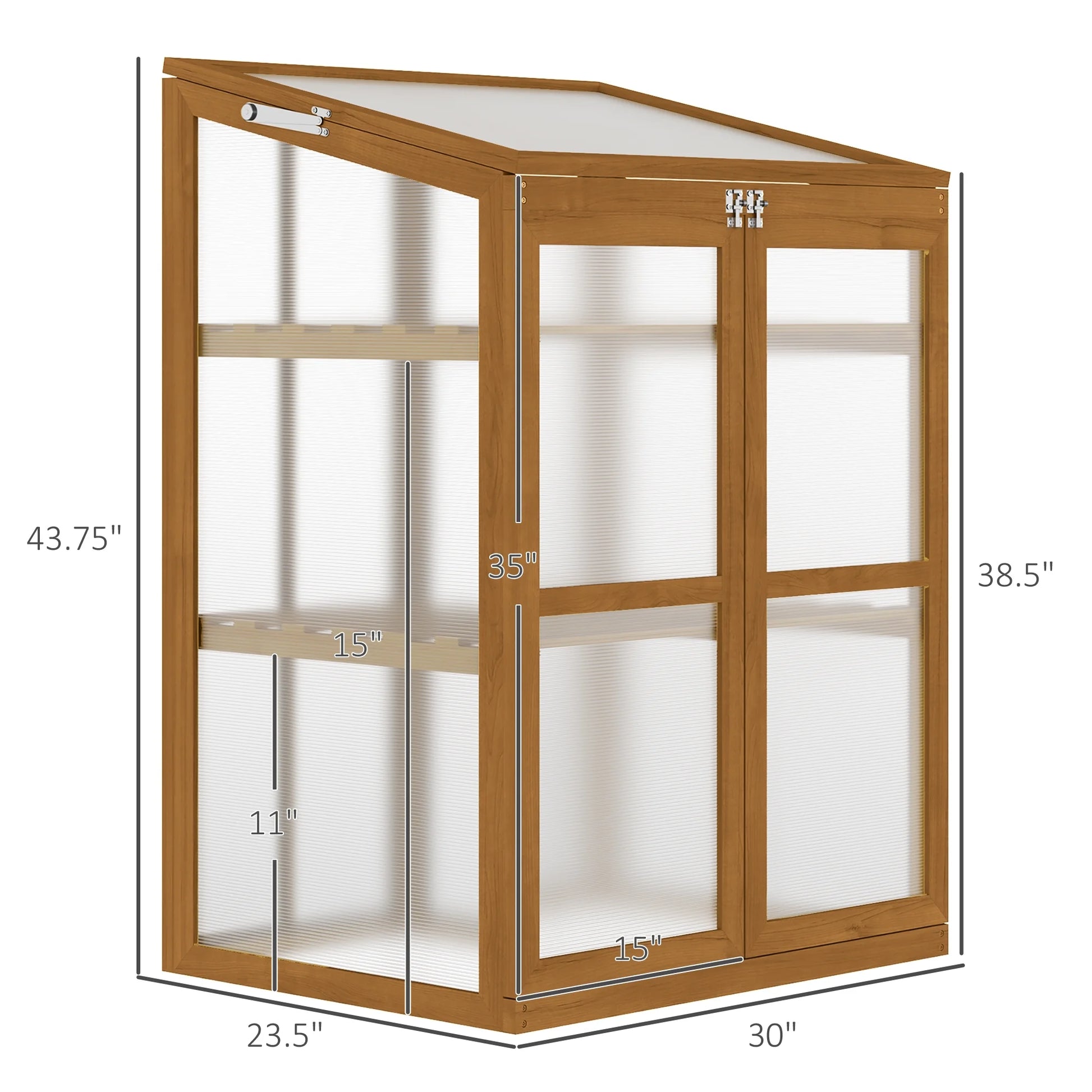 Fir Wood Garden Planter Greenhouse W/ Panels, Shelves, Brown