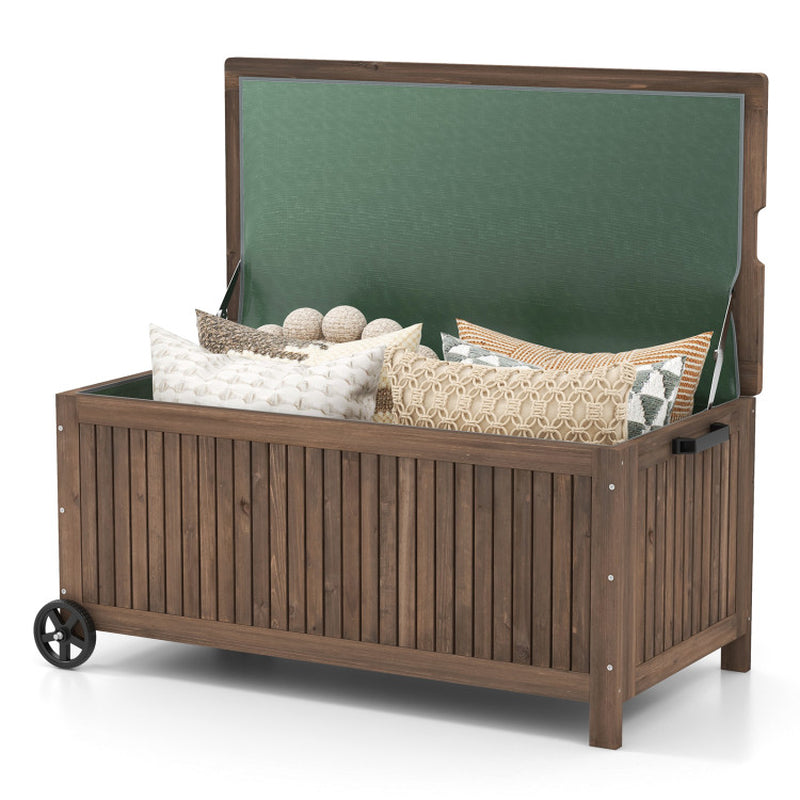 56-Gallon Wood Deck Box with Removable Waterproof PE Liner