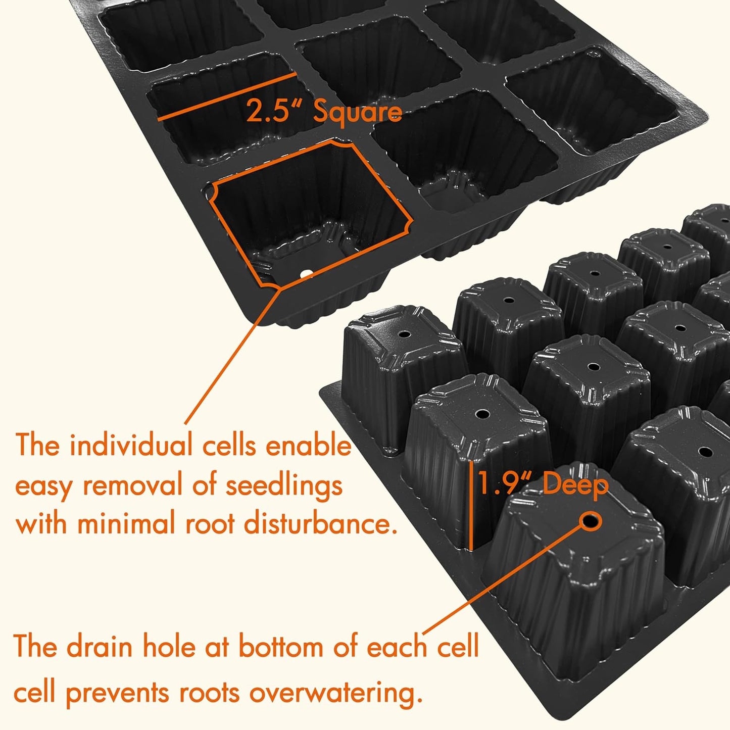 10-Set Garden Propagator Set, Seed Tray Kits with 150-Cell, Seed Starter Tray with Dome and Base 15" X 9" (15-Cell per Tray)