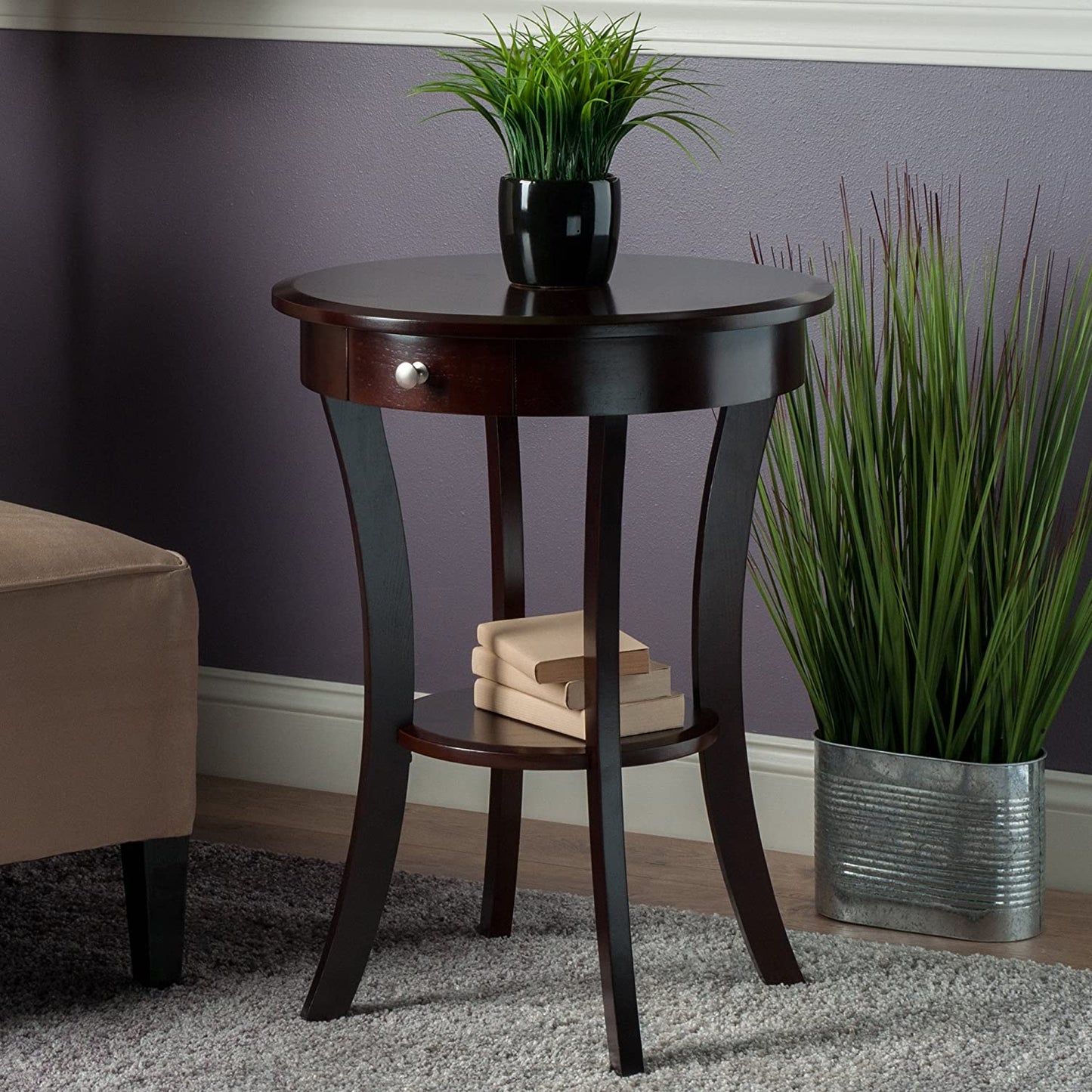 Wood Sasha Accent Table, Cappuccino(Color May Slightly Vary), 20 in X 20 in X 27 In