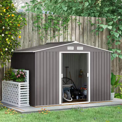 6 Ft. X 9 Ft. Metal Outdoor Backyard Garden Utility Storage Tool Shed Kit with Spacious Design and Weatherresistant Roof