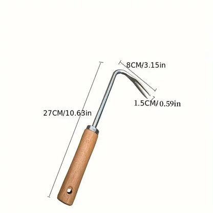 Stainless Steel Wood Handle Garden Weeder Hand Weeding Removal Cutter Puller Tools Multifunction Weeder Transplant Garden Tools