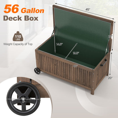 56-Gallon Wood Deck Box with Removable Waterproof PE Liner