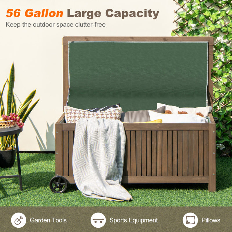 56-Gallon Wood Deck Box with Removable Waterproof PE Liner