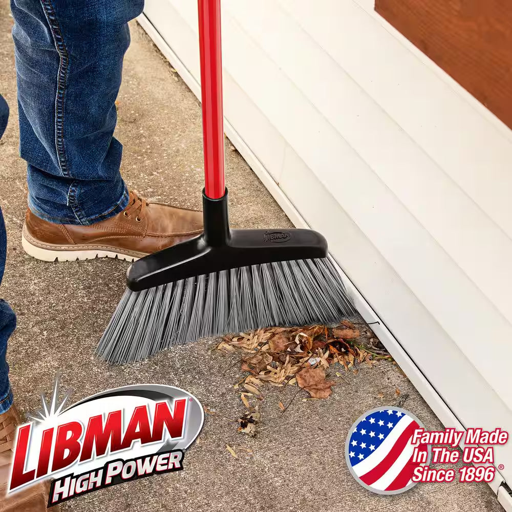 15 In. High Power Rough Surface Angle Broom with Steel Handle