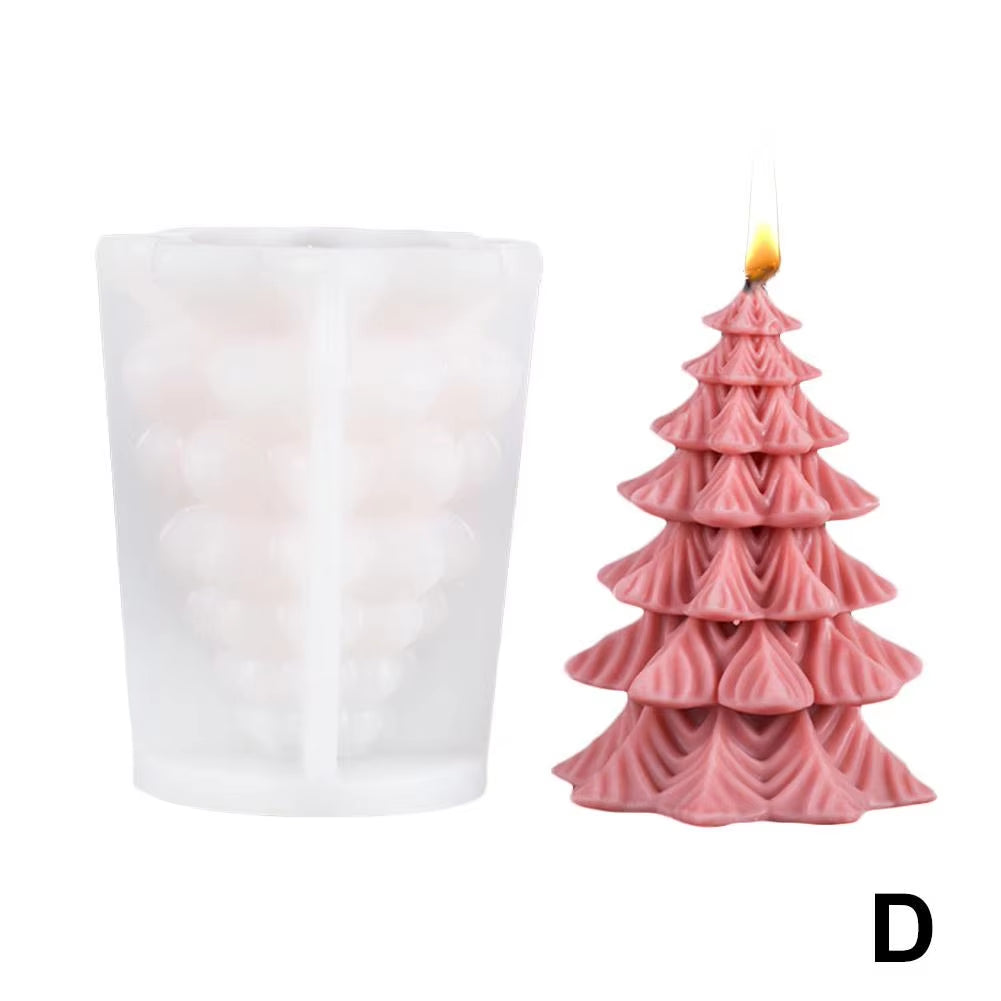 New Christmas Tree Carving Pattern Cylindrical Candle 3D Silicone Mold Reindeer Snowflake Cylindrical Elk Candle Mold