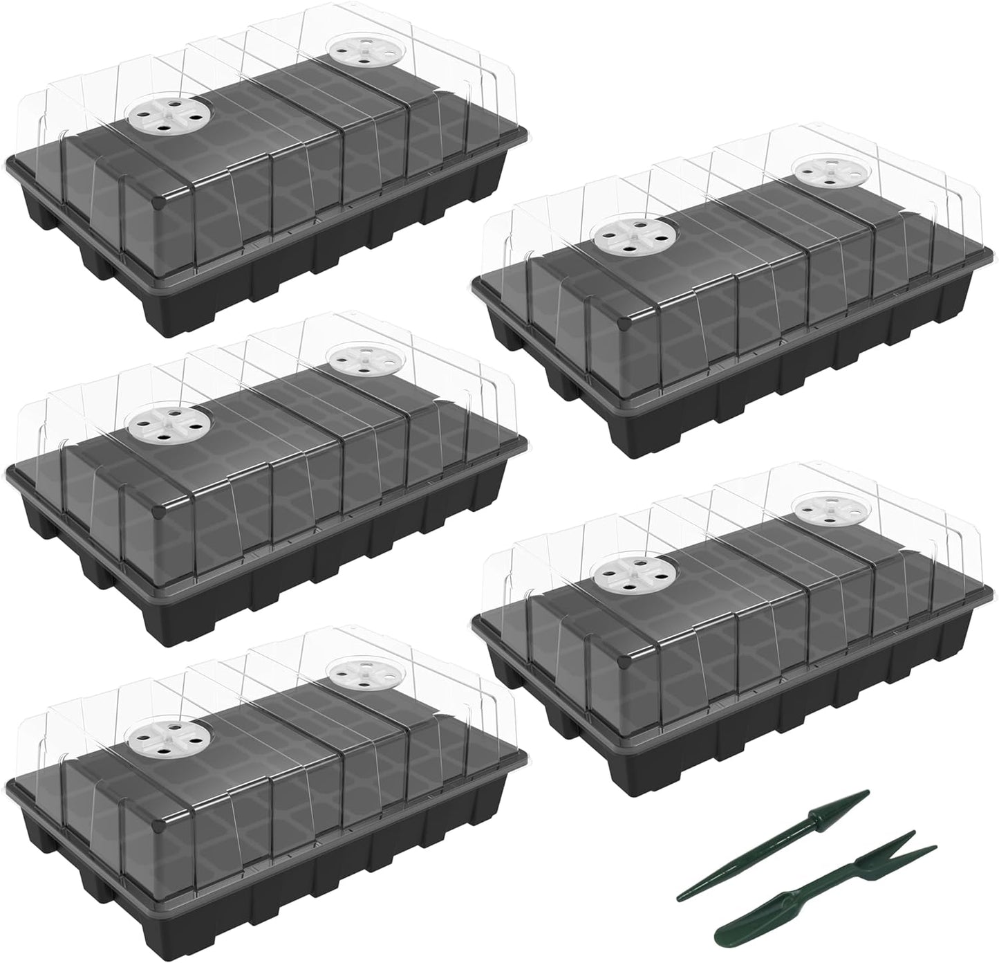 5-Set Seed Starter Tray Kits, Plant Germination Trays, Seed Starting Trays with Dome and Base (40-Cell per Tray)