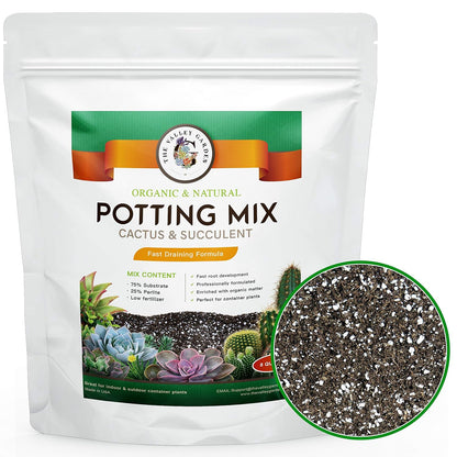 Organic Potting Soil, Cactus and Succulent Soil Mix, Professional Grower Mix Soil, Fast Draining Pre-Mixed Coarse Blend (8 Quarts)