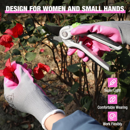 6 Pairs Garden Gloves for Women, Nitrile Coated Working Gloves, for Gardening, Restoration Work, Medium, Pink & Green, M