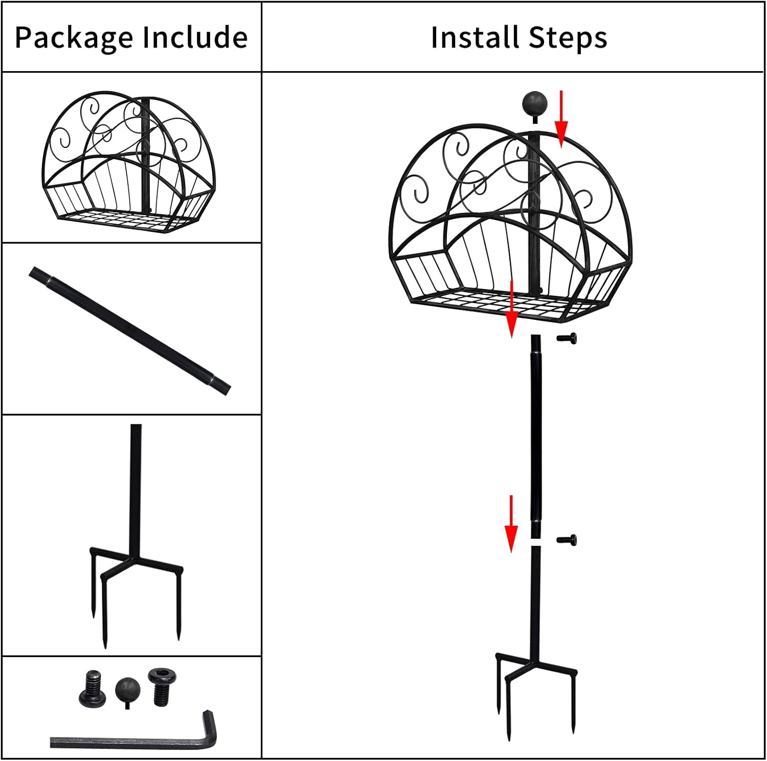 Garden Hose Holder Heavy Duty Metal Freestanding Water Hose Hanger Stand Rack W/Storage for Tools(Hose Not Include)