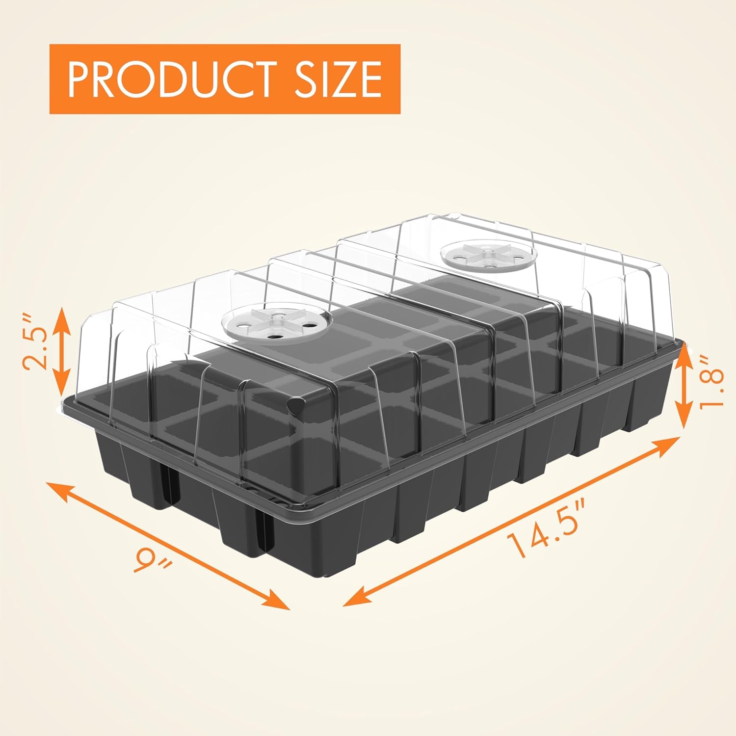 10-Set Garden Propagator Set, Seed Tray Kits with 150-Cell, Seed Starter Tray with Dome and Base 15" X 9" (15-Cell per Tray)