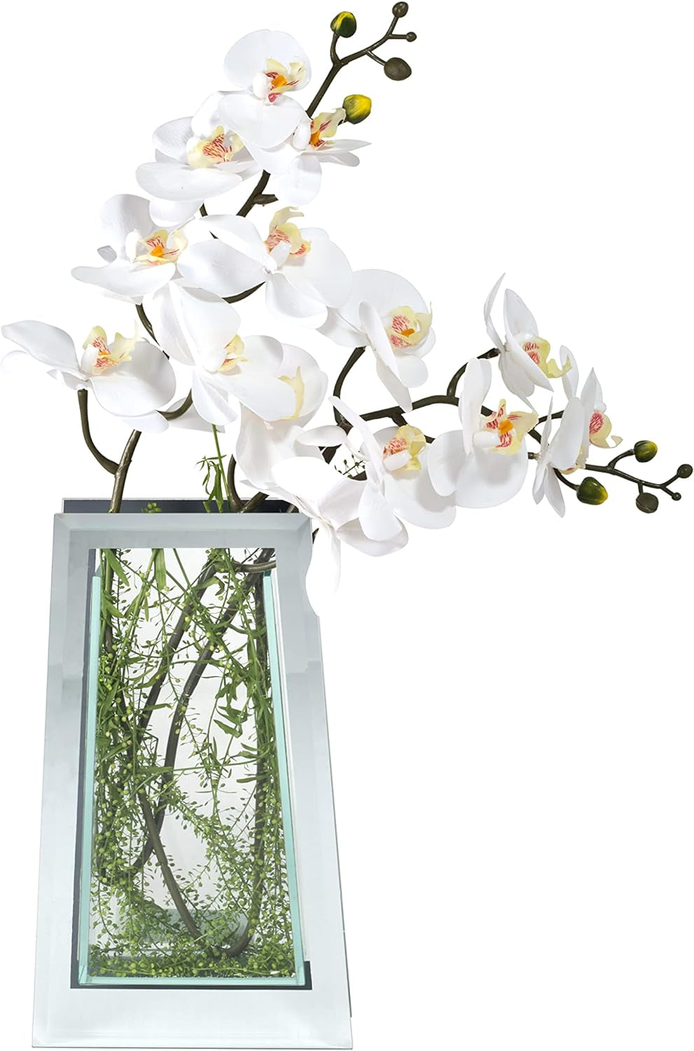 Flower Mirror Glass Vase - 13.5" Tall Tapered - Decorative Modern Floral Centerpiece Accent for Home Decor Living Room Bathroom, Kitchen, Fireplace, Shelf, Table, Entryway, Wedding