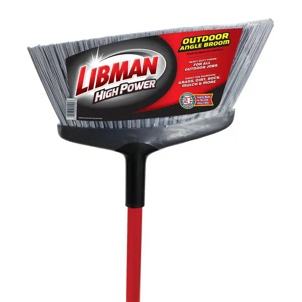 15 In. High Power Rough Surface Angle Broom with Steel Handle